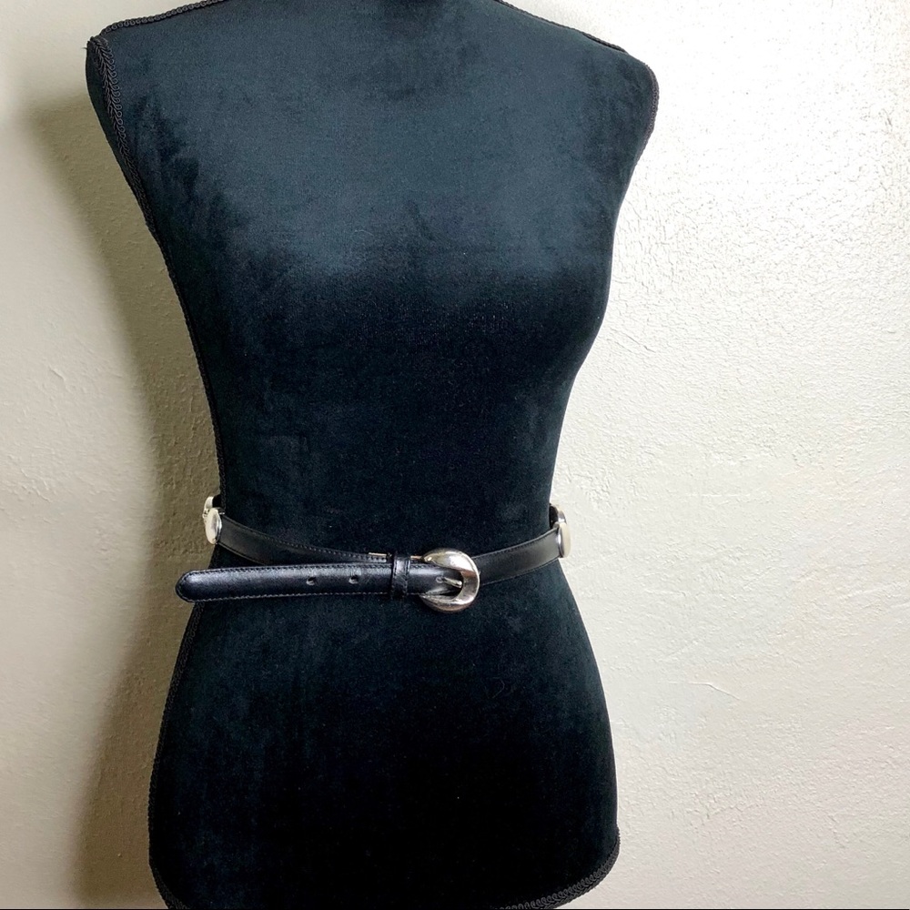 VTG 100% leather belt with silver embellishments